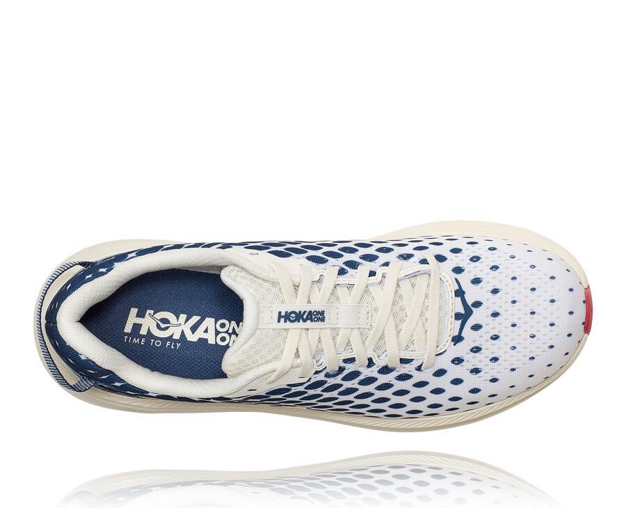 Hoka One One Mens Running Shoes - Rincon 2 - White/Blue - NBRQ94035